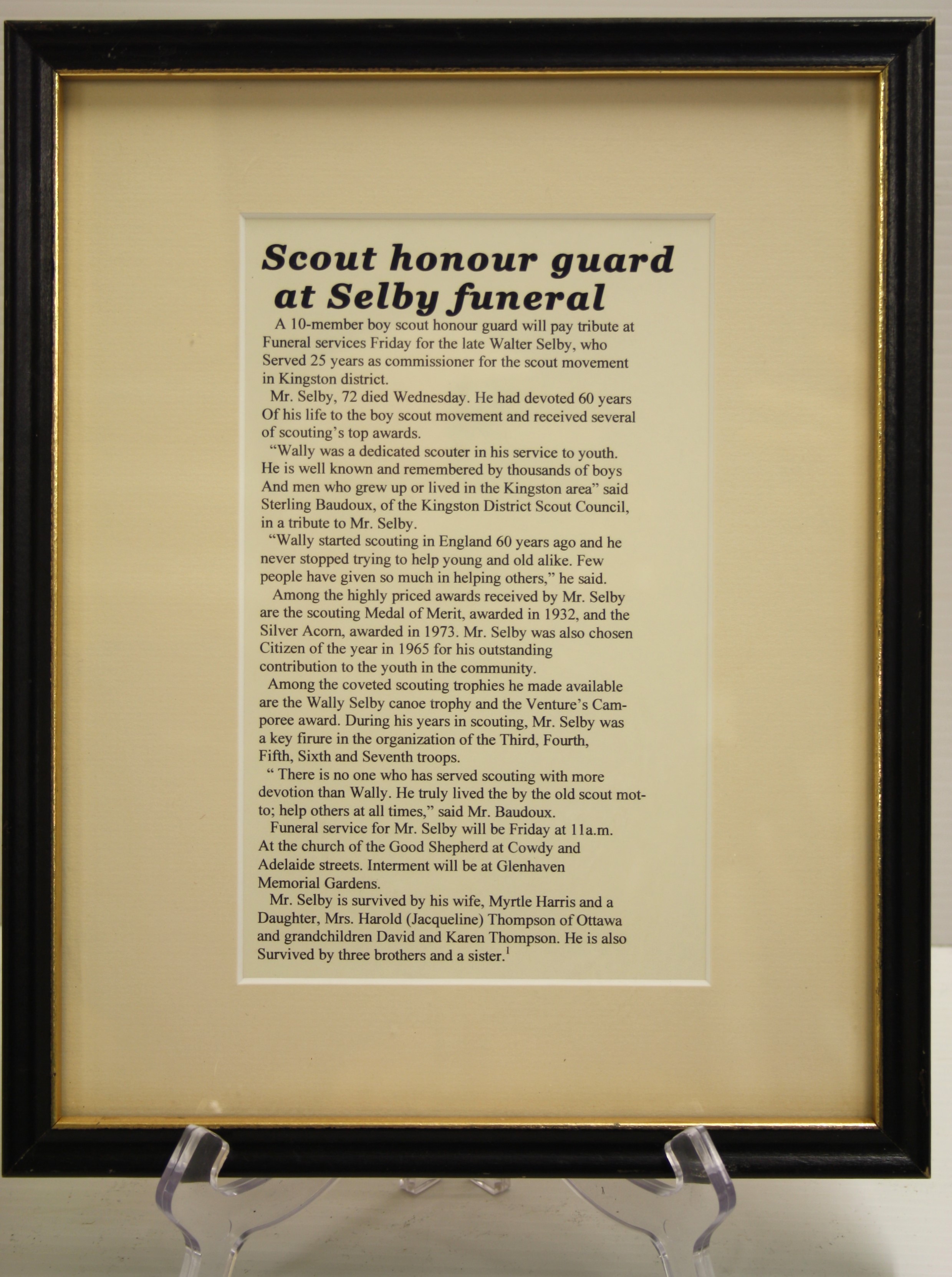 Selby Funeral Newspaper